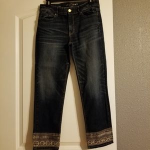 White House Black Market Embroidered Crop Jeans